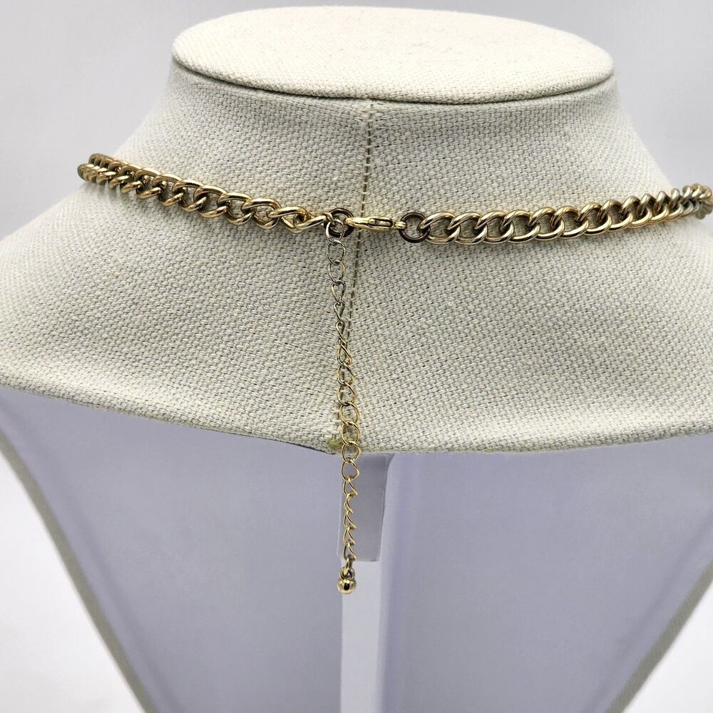 BaubleBar Vintage Believe Gemstone Bold Statement Necklace 17" Gold Chain - Picture 3 of 4